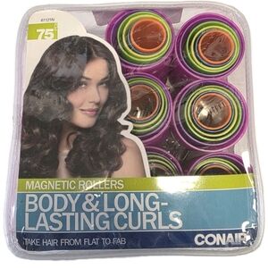 Conair Magnetic Hair Rollers 75 Pack Body Long Lasting Curls and Volume 61121N